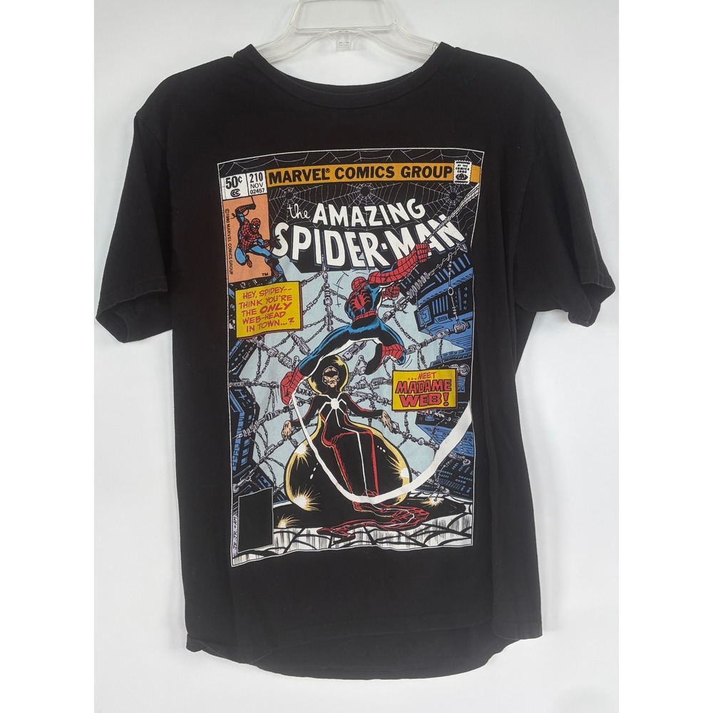 Marvel Spider-Man Madame Web Comic Cover Graphic T-Shirt Black Mens Small